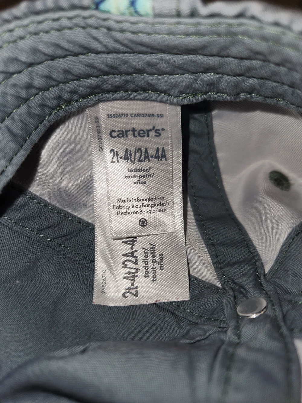 Carter's Gray Hat with Blue Dinosaur Print